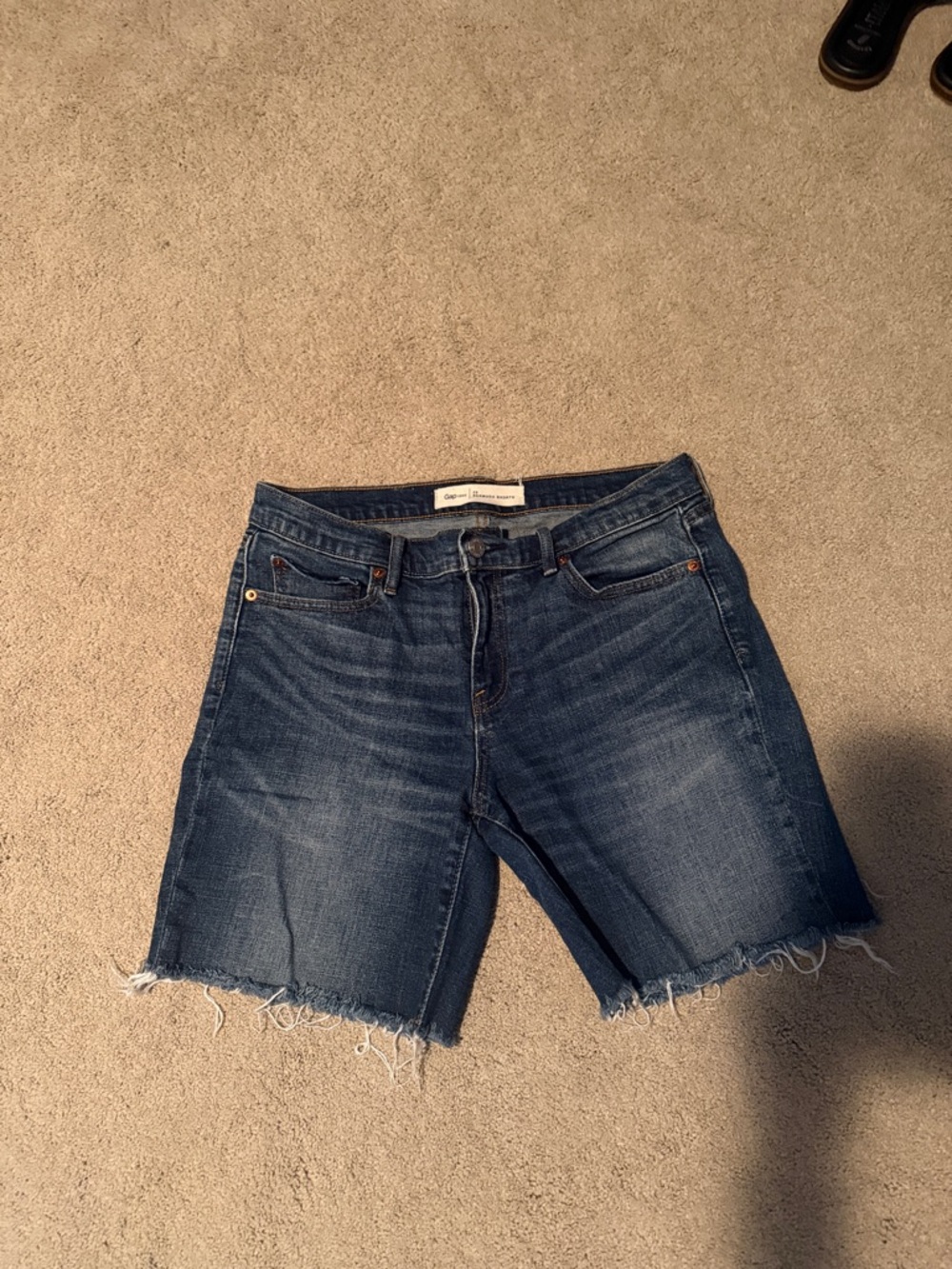 GAP Dark Blue Boyfriend Denim Shorts with Raw Hem